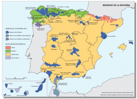 Mapa das Reservas de Biosfera españolas